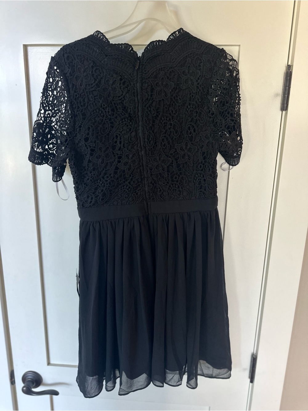 Lulu's Black Lace & Chiffon Mini Dress - Picture 4 of 4